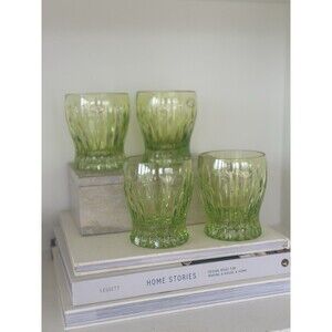 Faberge Cut Crystal Overlay Na Zdorovye Vodka Shot Glasses Colored 4Set Green